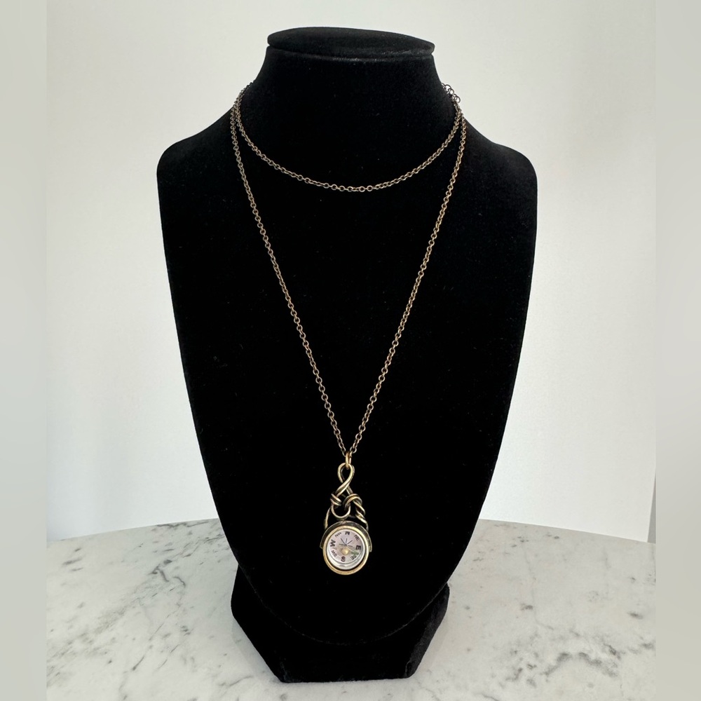 Steampunk brass compass necklace